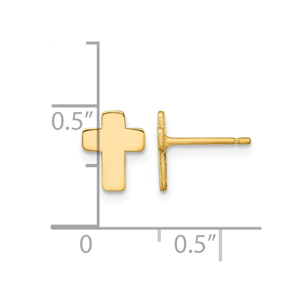 14k Gold Polished Cross Post Earrings