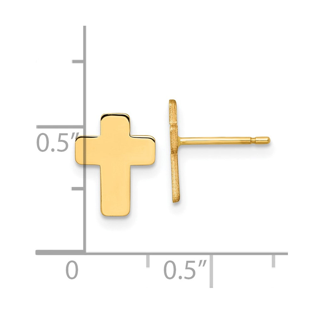14k Gold Polished Cross Post Earrings