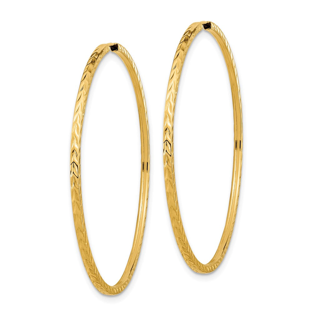14k 1.35mm Diamond-cut Square Tube Endless Hoop Earrings
