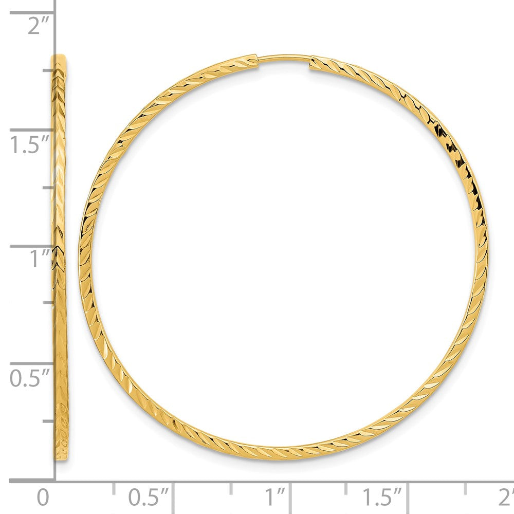 14k 1.35mm Diamond-cut Square Tube Endless Hoop Earrings