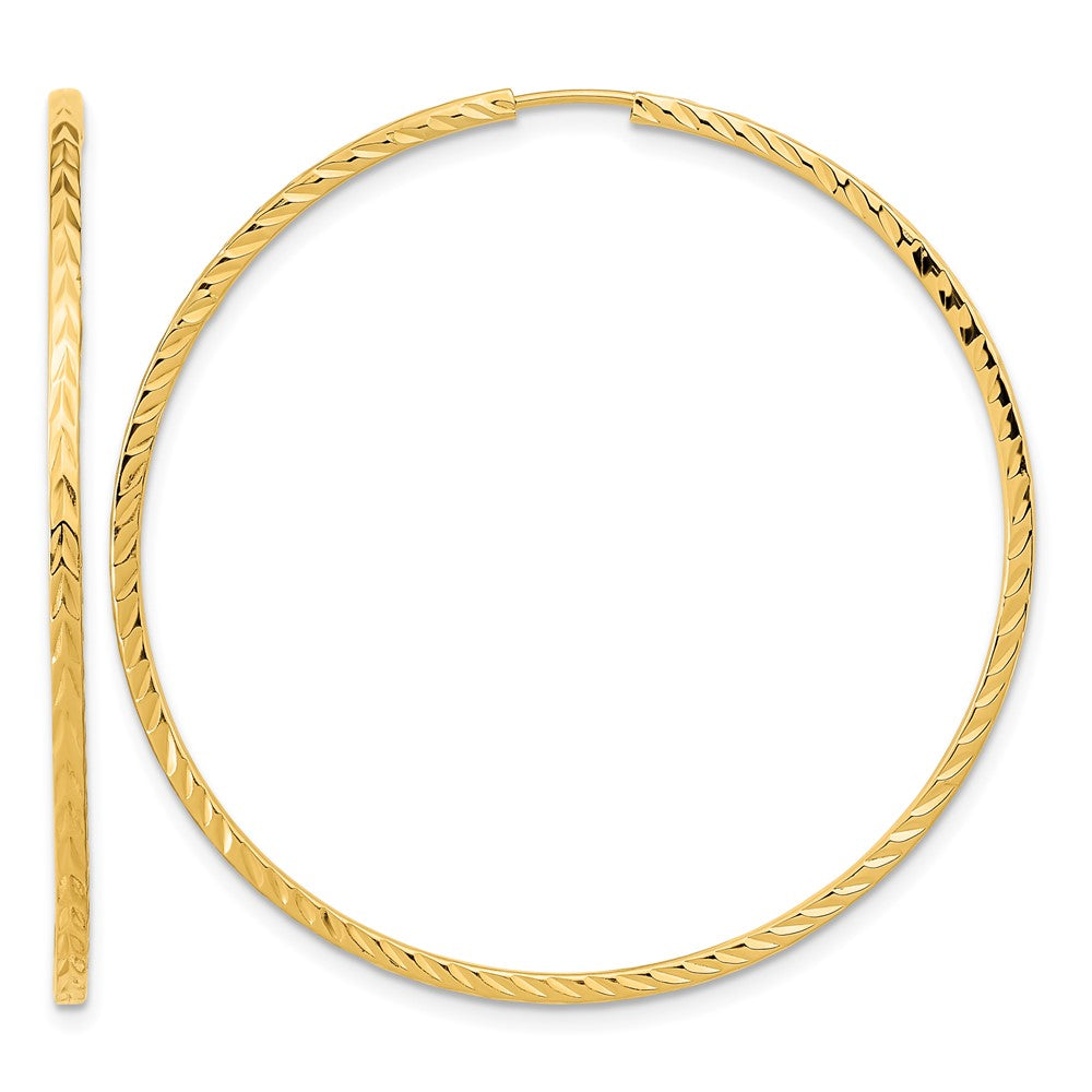 14k 1.35mm Diamond-cut Square Tube Endless Hoop Earrings