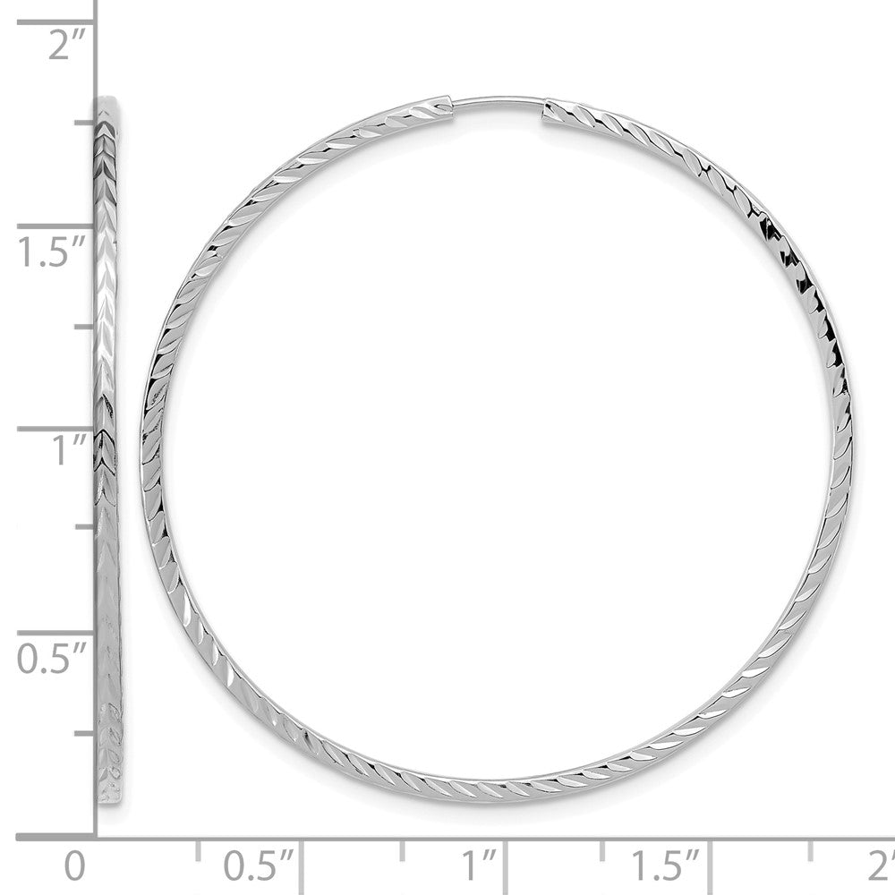 14k White Gold 1.35mm Diamond-cut Square Tube Endless Hoop Earrings
