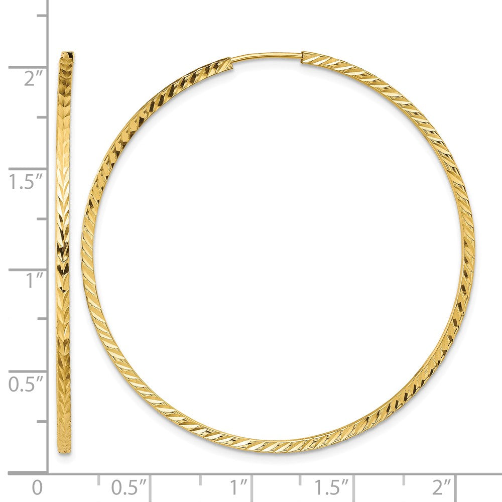 14k 1.35mm Diamond-cut Square Tube Endless Hoop Earrings