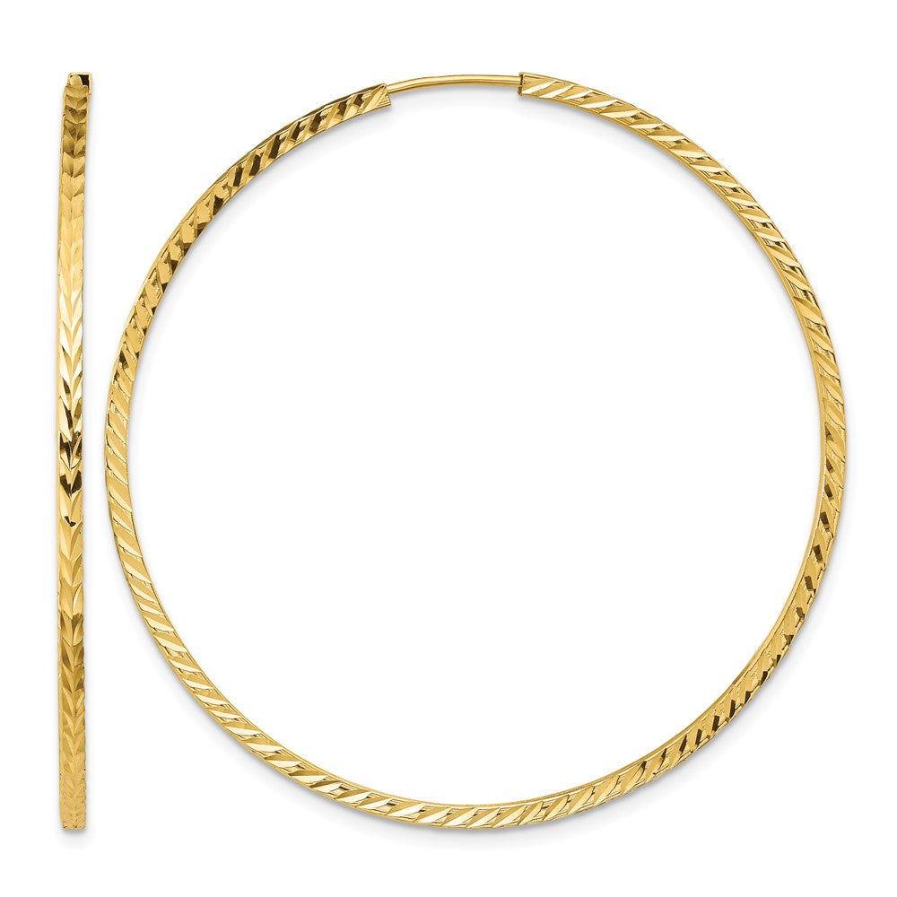 14k 1.35mm Diamond-cut Square Tube Endless Hoop Earrings
