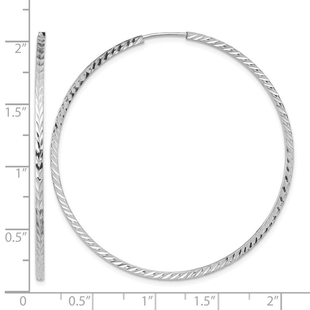 14k White Gold 1.35mm Diamond-cut Square Tube Endless Hoop Earrings