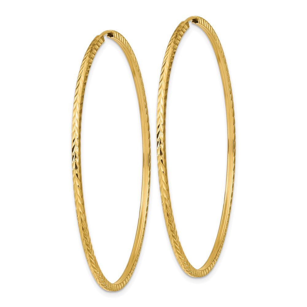 14k 1.35mm Diamond-cut Square Tube Endless Hoop Earrings