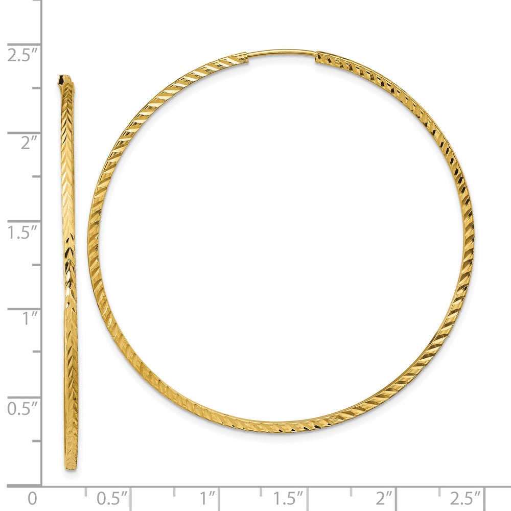 14k 1.35mm Diamond-cut Square Tube Endless Hoop Earrings