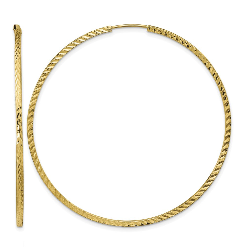 14k 1.35mm Diamond-cut Square Tube Endless Hoop Earrings