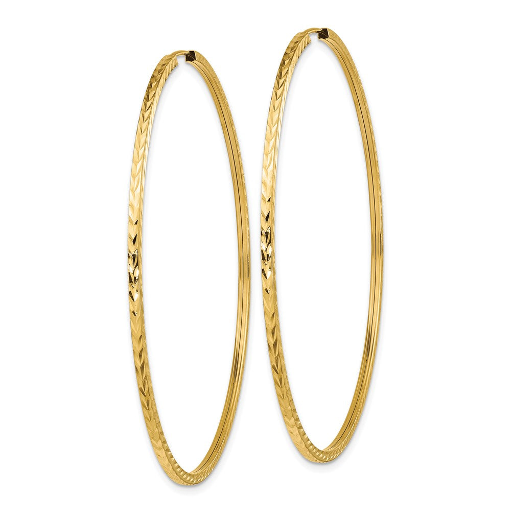 14k 1.35mm Diamond-cut Square Tube Endless Hoop Earrings