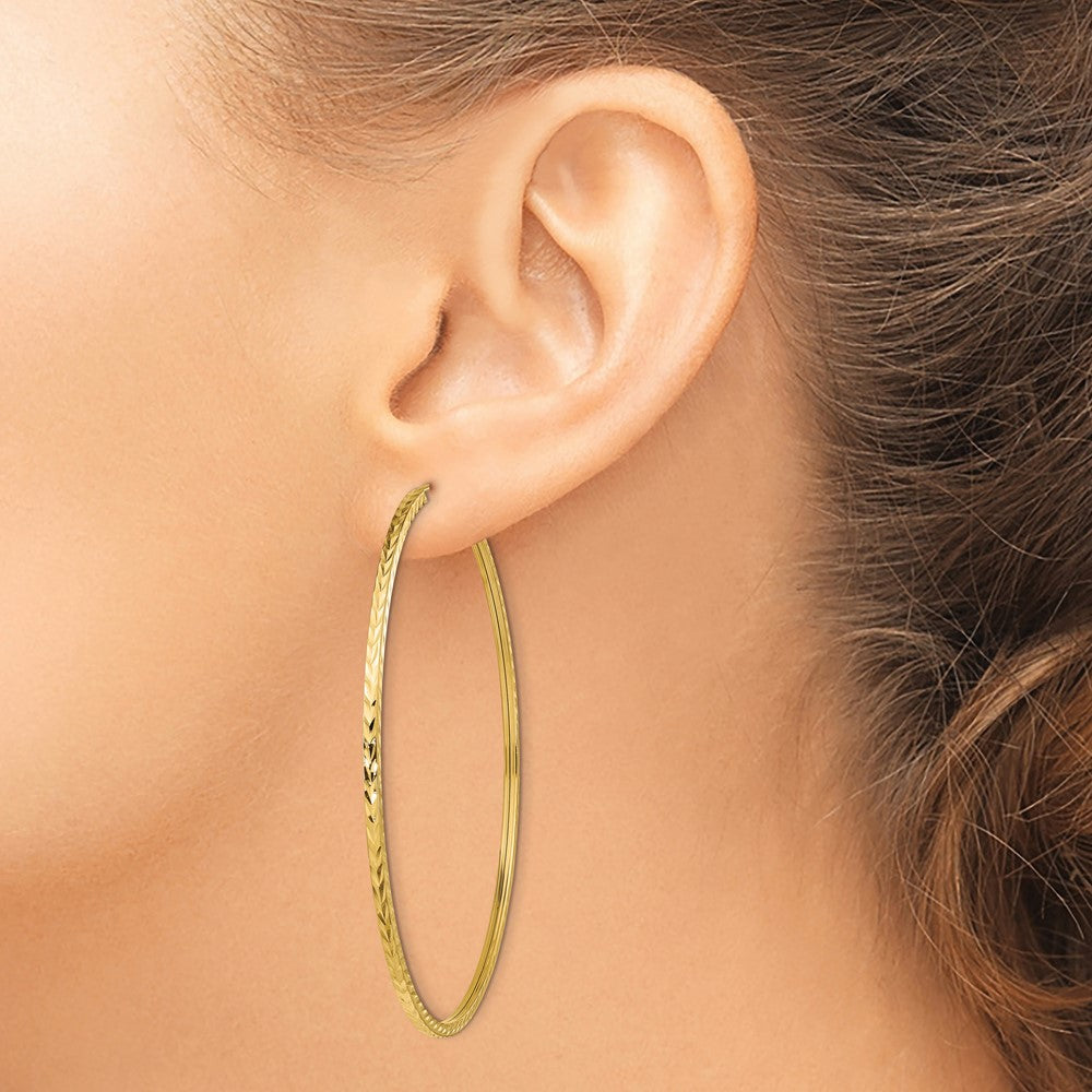 14k 1.35mm Diamond-cut Square Tube Endless Hoop Earrings