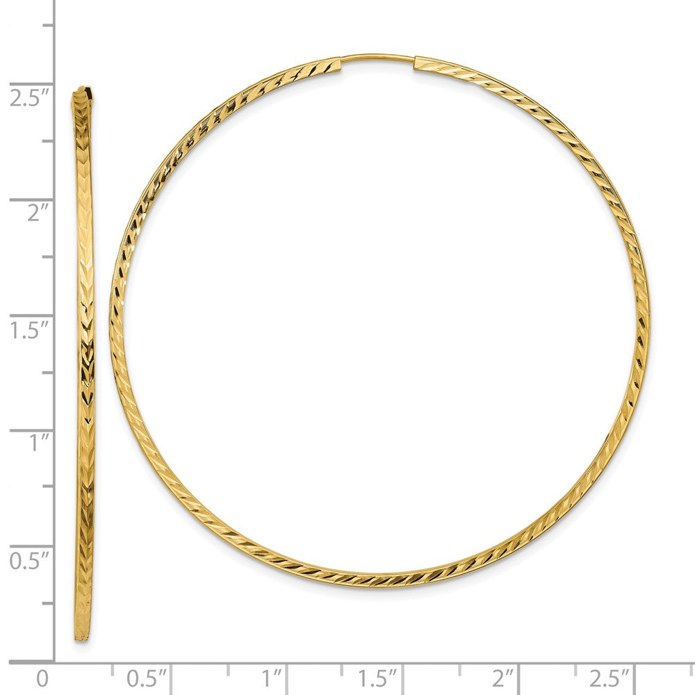 14k 1.35mm Diamond-cut Square Tube Endless Hoop Earrings