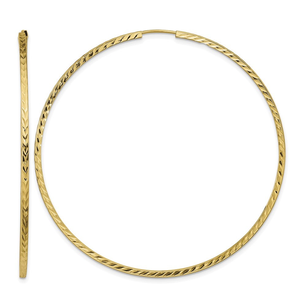 14k 1.35mm Diamond-cut Square Tube Endless Hoop Earrings