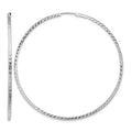 14k White Gold 1.35mm Diamond-cut Square Tube Endless Hoop Earrings
