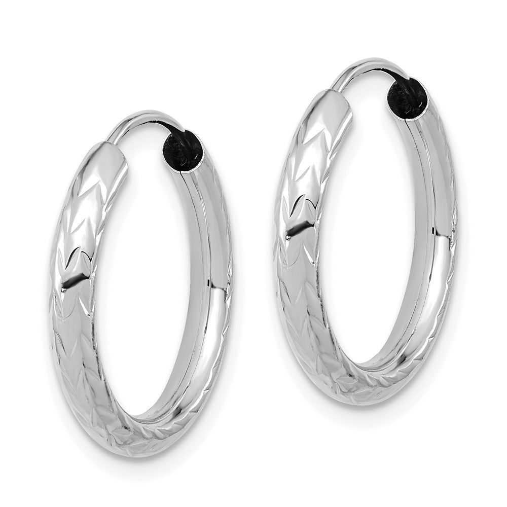 14k White Gold 3.00mm Polished & D/C Endless Hoop Earrings