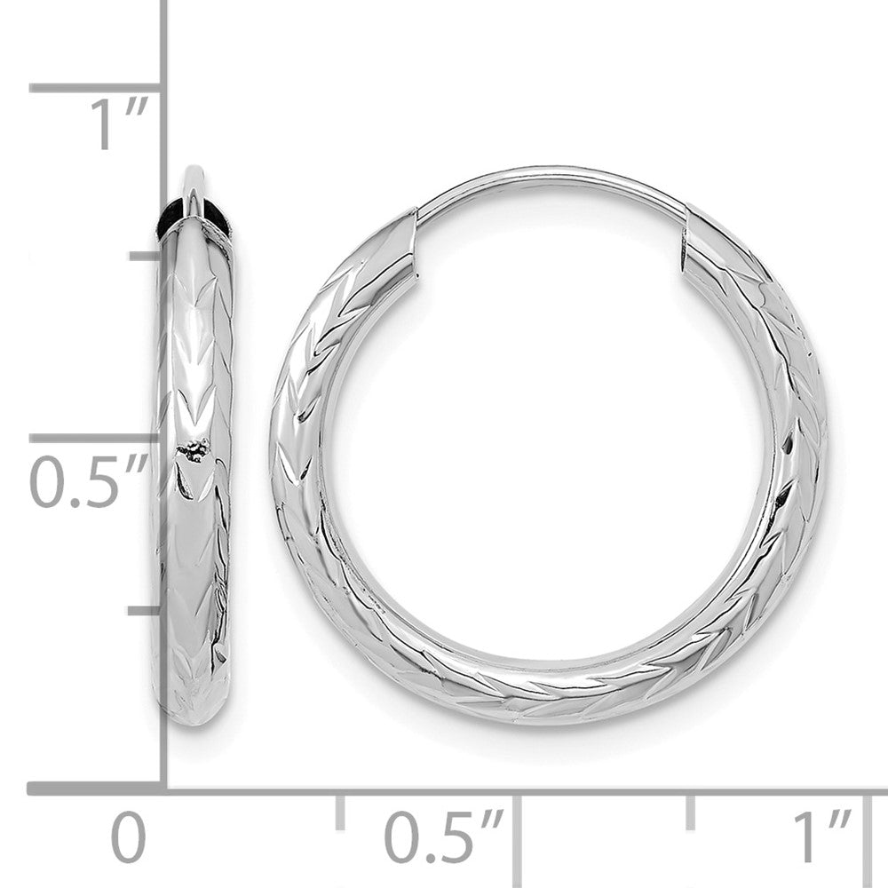 14k White Gold 3.00mm Polished & D/C Endless Hoop Earrings