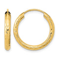 14k 3.00mm Polished & D/C Endless Hoop Earrings