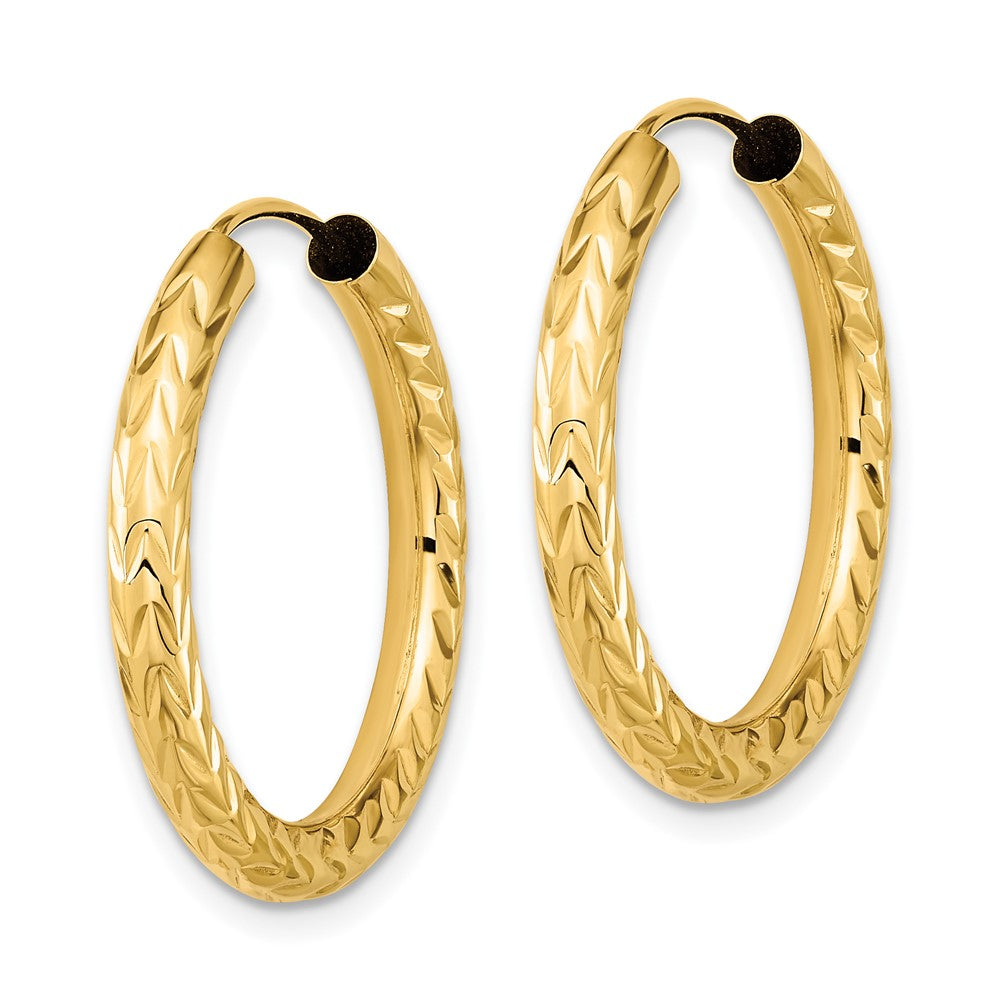 14k 3.00mm Polished & D/C Endless Hoop Earrings