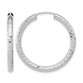 14k White Gold 3.00mm Polished & D/C Endless Hoop Earrings