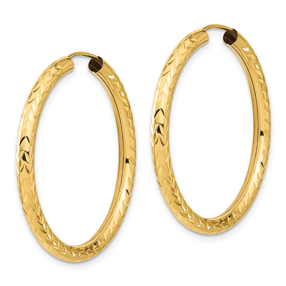14k 3.00mm Polished & D/C Endless Hoop Earrings