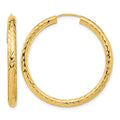 14k 3.00mm Polished & D/C Endless Hoop Earrings