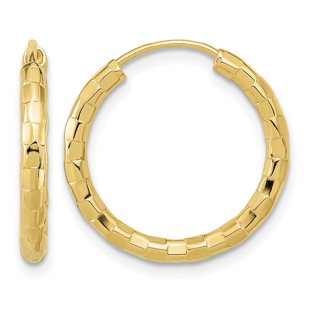 14k Gold Polished Faceted 2.5mm Hoop Earrings