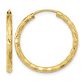 14k Gold Polished Faceted 2.5mm Hoop Earrings