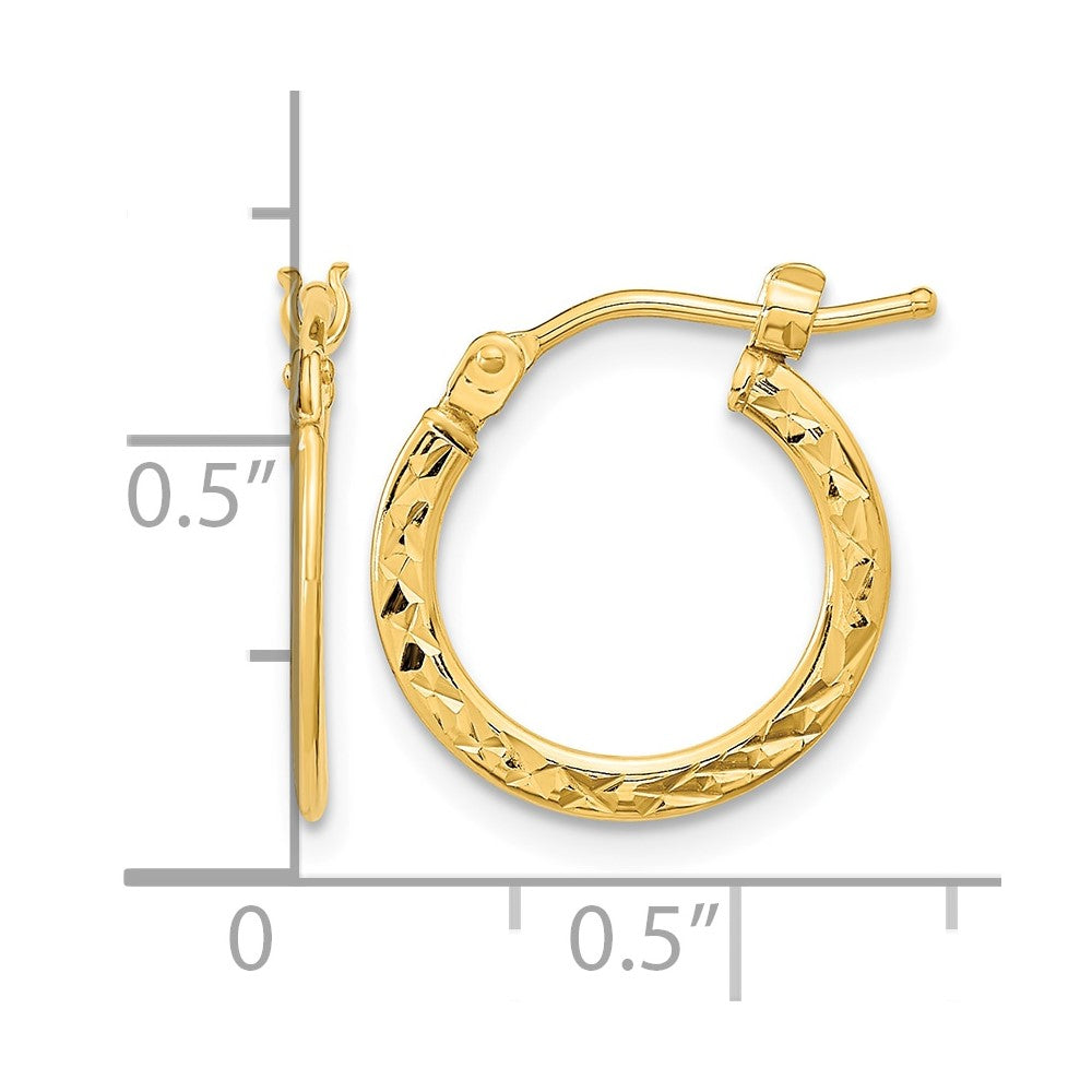 14k Gold Polished and Diamond-cut Hoop Earrings