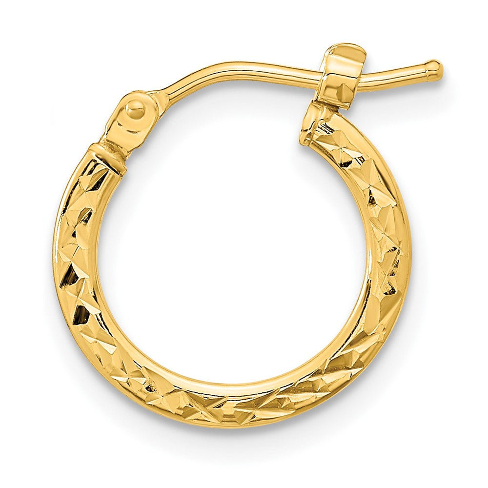 Single 14k Gold Polished and Diamond-cut Hoop Earring