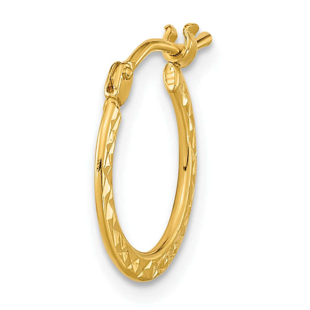 Single 14k Gold Polished and Diamond-cut Hoop Earring