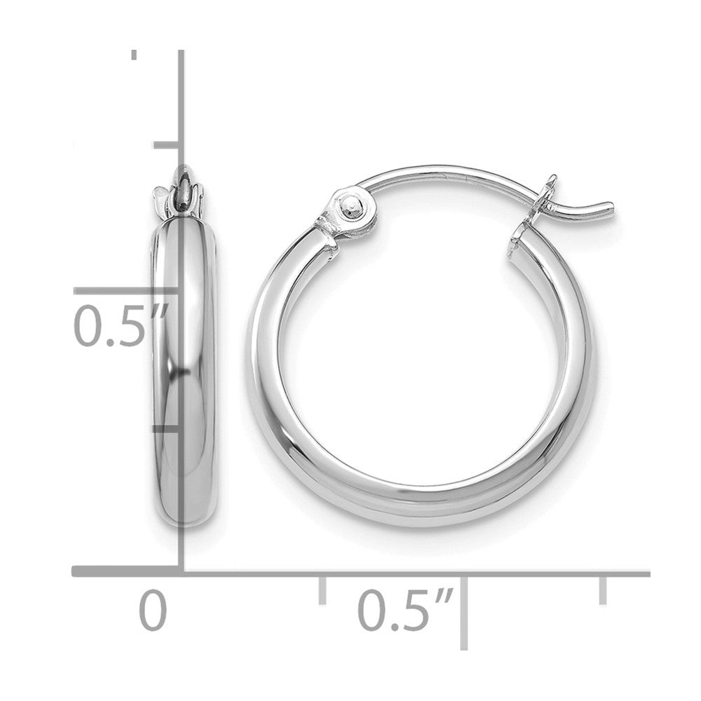 14k White Gold Round Tube Hoop Earrings