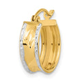 Single 14k White Rhodium Polished Diamond-cut Hoop Earring