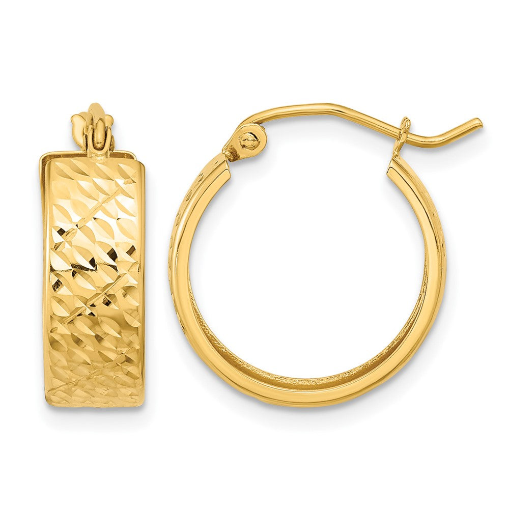 14k Diamond-cut Hoop Earrings