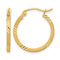 14k Satin Diamond-cut Square Tube Hoop Earrings