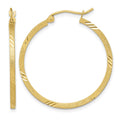 14k Satin Diamond-cut Square Tube Hoop Earrings