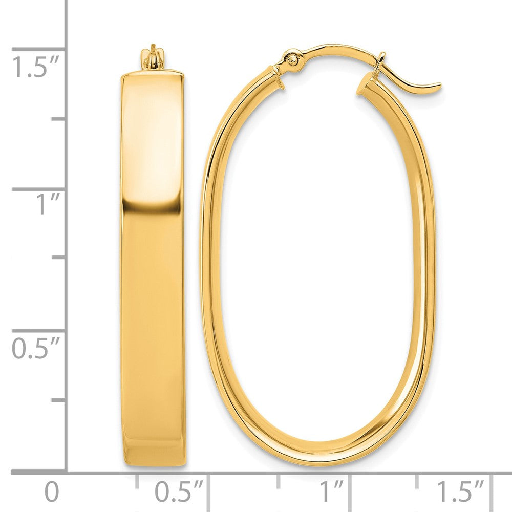 14k Polished Oval Hoop Earrings