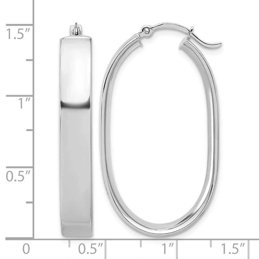 14k White Gold Oval Hoop Earrings