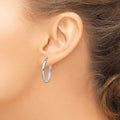 14k White Gold Polished 2.75mm Oval Tube Hoop Earrings