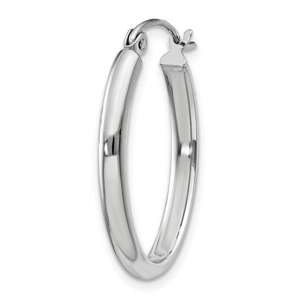 Single 14k White Gold Polished 2.75mm Oval Tube Hoop Earring