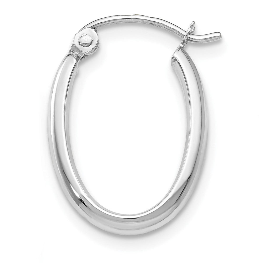 Single 14k White Gold Polished 2.75mm Oval Tube Hoop Earring