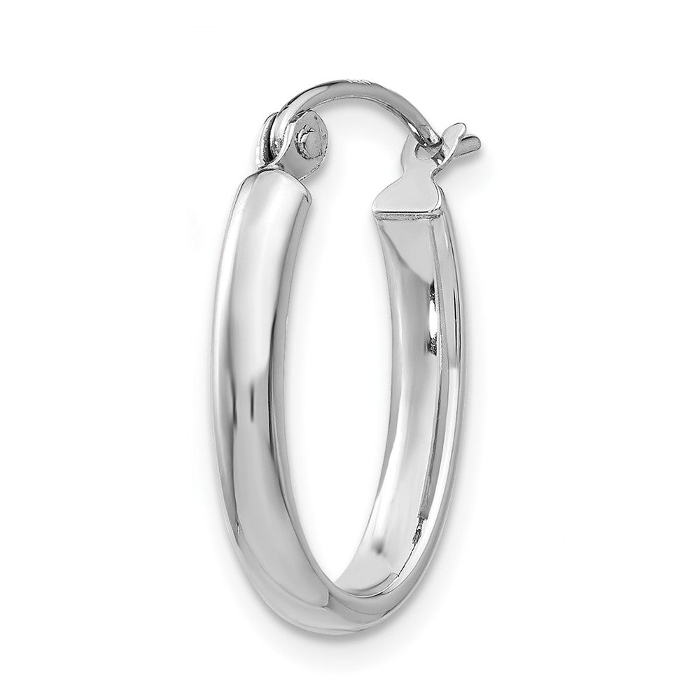 Single 14k White Gold Polished 2.75mm Oval Tube Hoop Earring