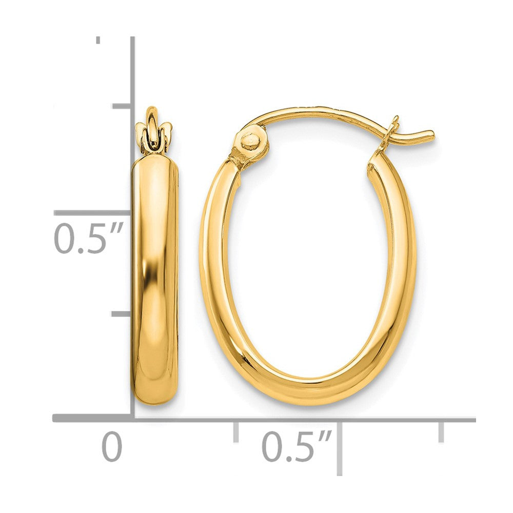 14k Polished 2.75mm Oval Tube Hoop Earrings