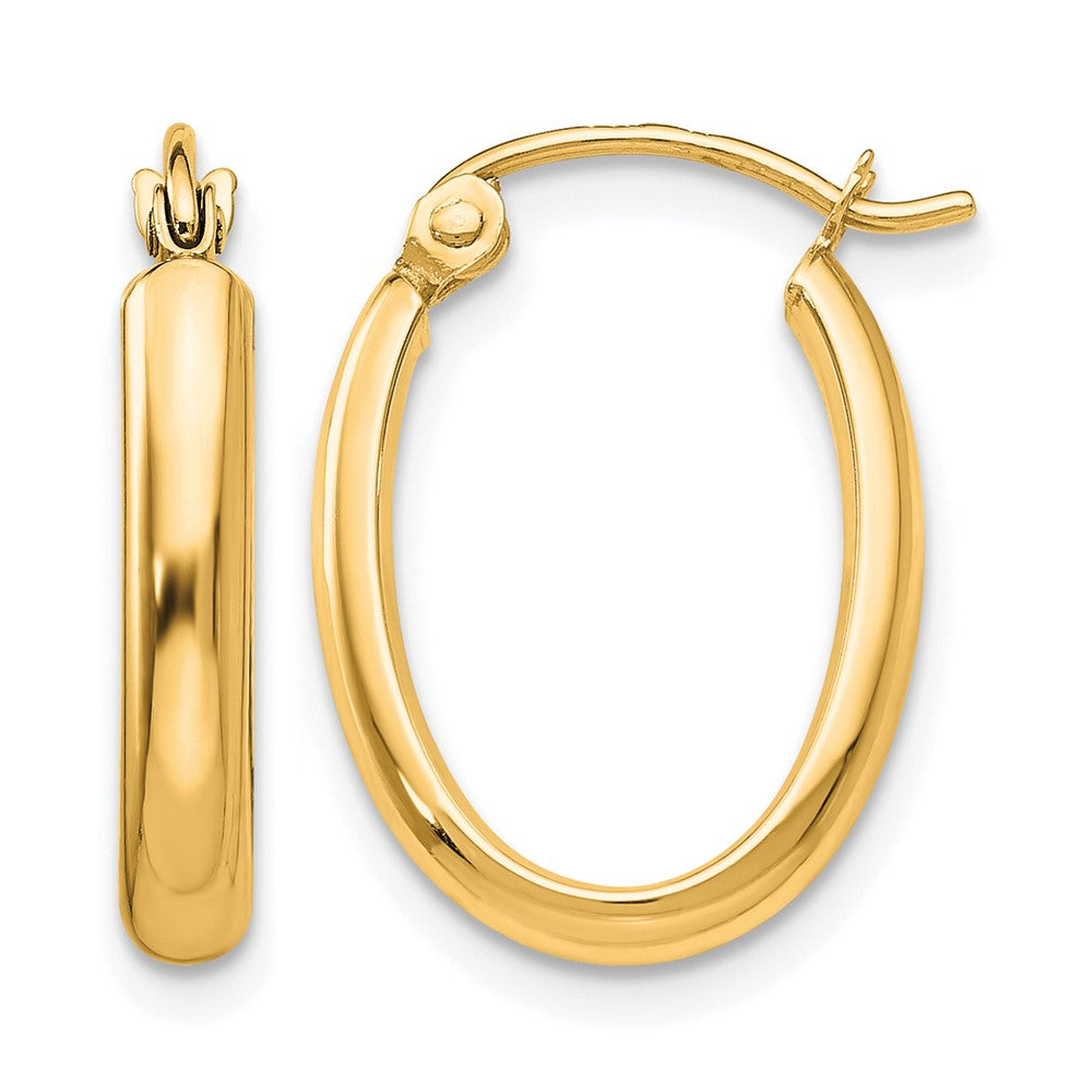 14k Polished 2.75mm Oval Tube Hoop Earrings