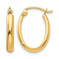 14k Polished 2.75mm Oval Tube Hoop Earrings