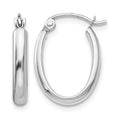 14k White Gold Polished 2.75mm Oval Tube Hoop Earrings