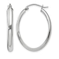 14k White Gold Polished 3.75mm Oval Tube Hoop Earrings