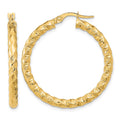 14k Gold Polished 3mm Twisted Hoop Earrings