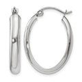 14k White Gold Polished 3.75mm Oval Tube Hoop Earrings