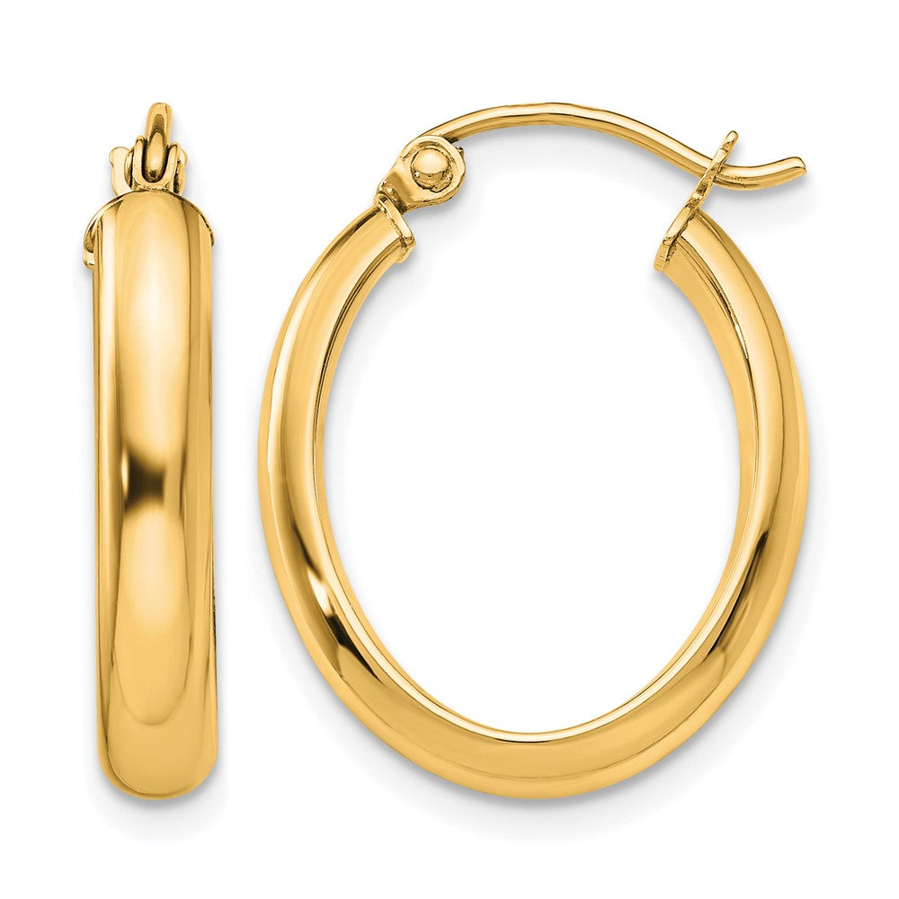 14k Polished 3.75mm Oval Tube Hoop Earrings