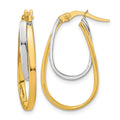 14k Two-tone Polished Double Oval Hoop Earrings