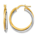 14k Two Tone Polished Double Hoops
